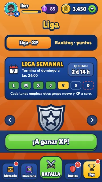 Liga semanal: cuenta atrás hasta el domingo y escudo de la división